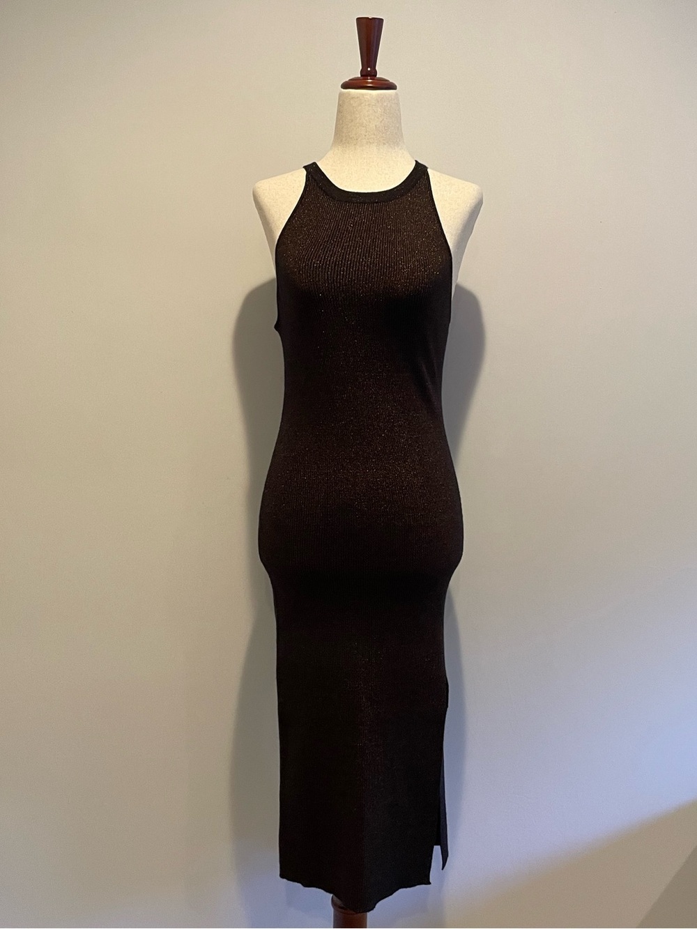 House of Harlow 1960 Metallic Bronze Ribbed Sleeveless Dress EUC - size Small - Picture 6 of 10